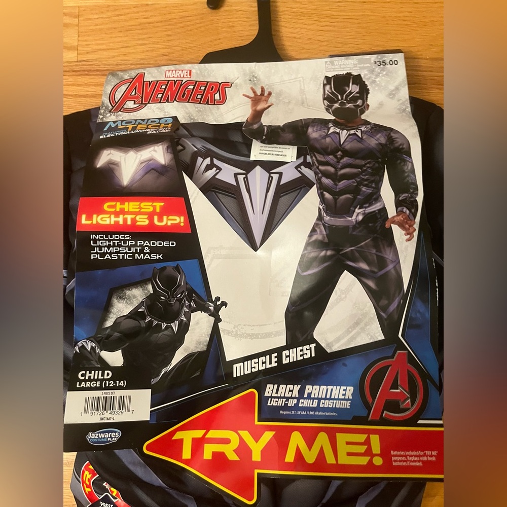 Marvel Black Panther Kids Costume with Light-Up Feature